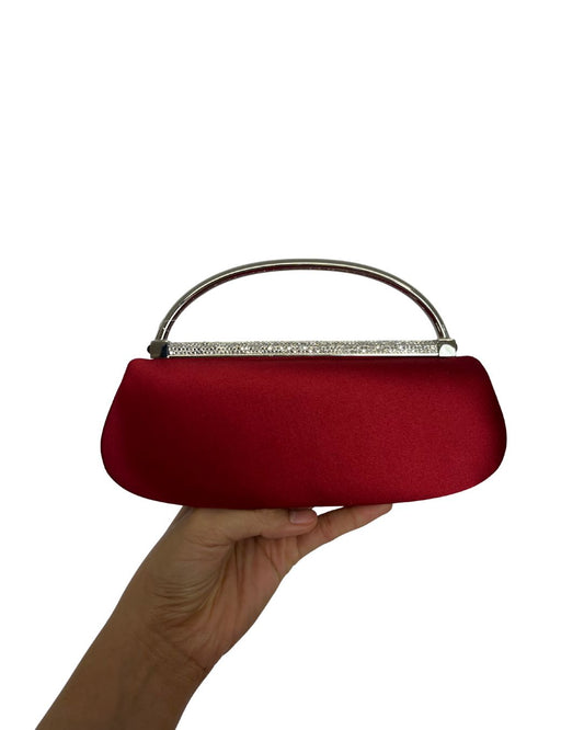 JUDITH LEIBER Perry Satin Red Clutch