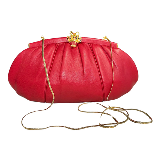 JUDITH LEIBER Red Leather Clutch