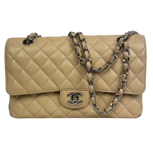 CHANEL Cream Double Flap Quilted