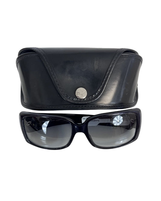FERRAGAMO 2098-B Black Rectangle Sunglasses