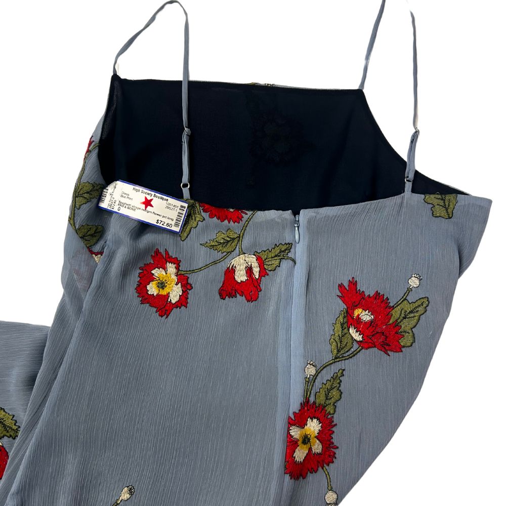 Rag & Bone Floral Dress – Blue with Red & Green Print, Spaghetti Straps (Size 0)