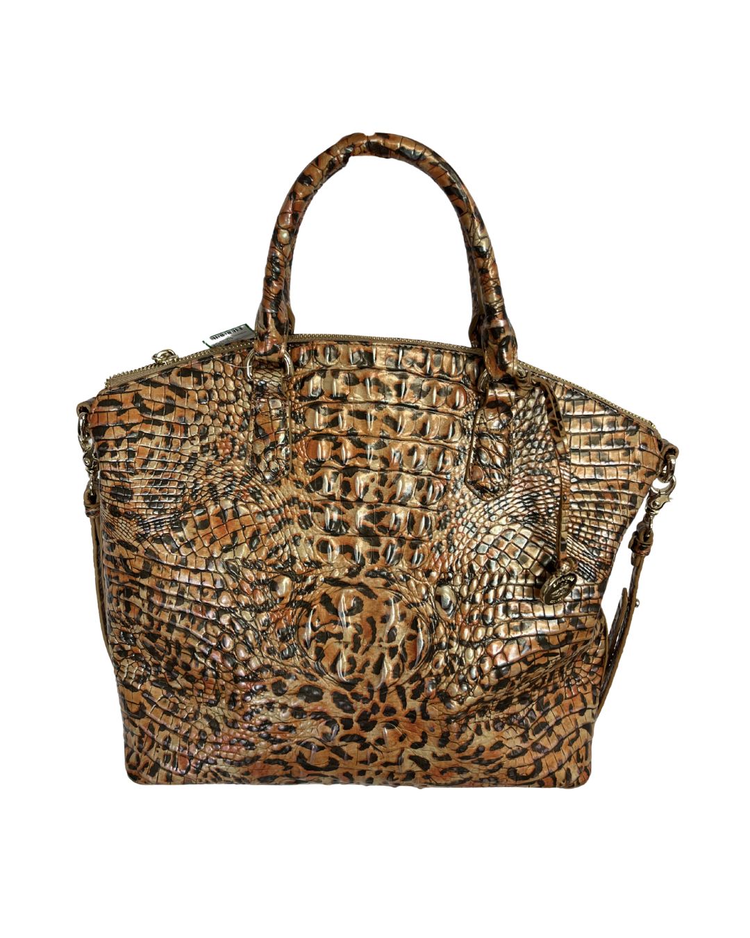 BRAHMIN Large Duxbury Satchel Leopard Print Leather Handbag