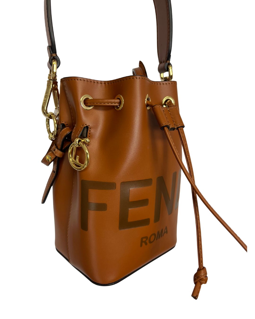 FENDI Mon Tresor Brown Leather Mini Bucket Bag
