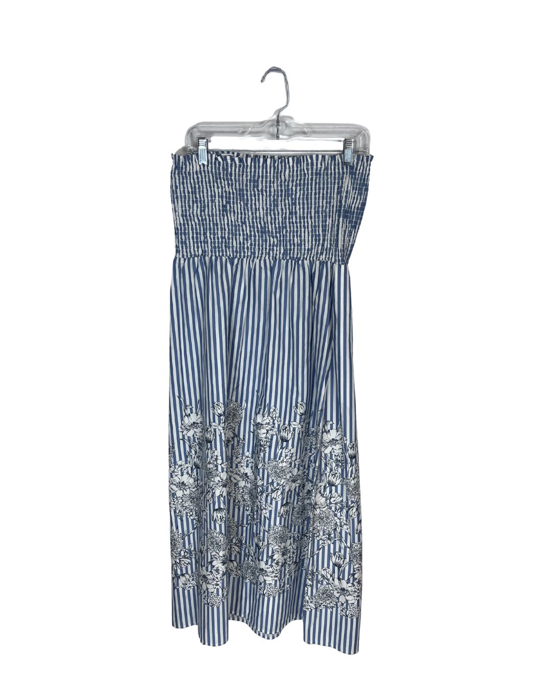 JOIE Blue & White Strapless Dress (Size L)