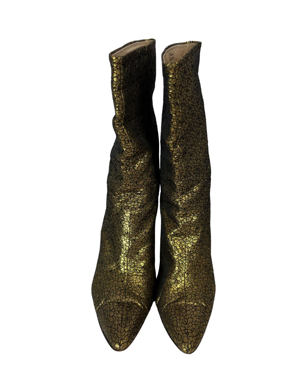 HERBERT LEVINE Metallic Gold Heel Boots (Size 8)