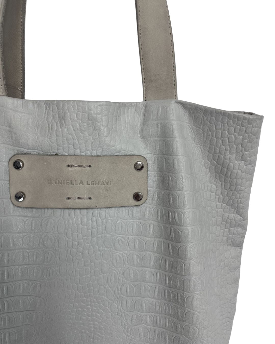 DANIELLA LEHAVI Light Gray Leather Tote Bag