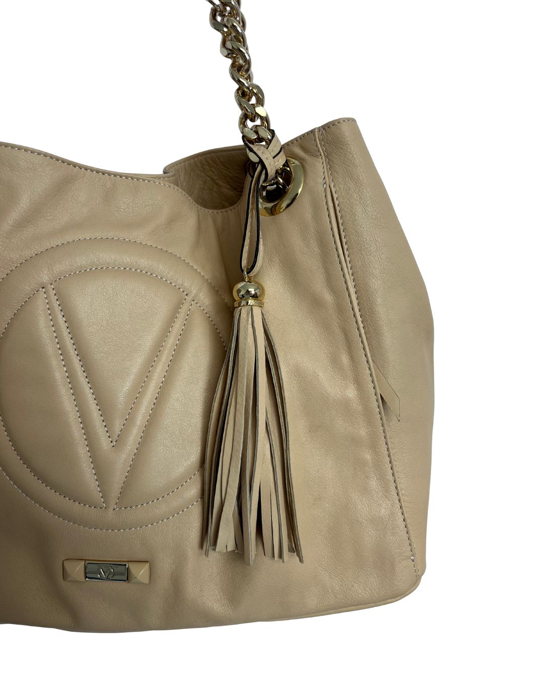 VALENTINO Verra Signature Leather Tan Tote Bag