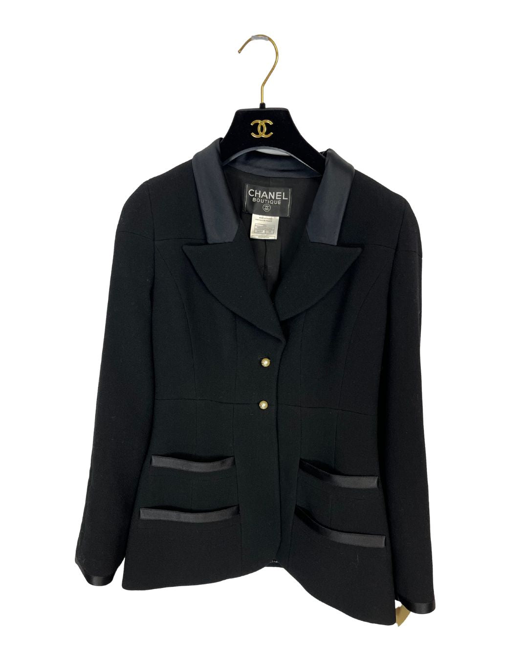 CHANEL Vintage Black Blazer & Skirt Set (Size S)