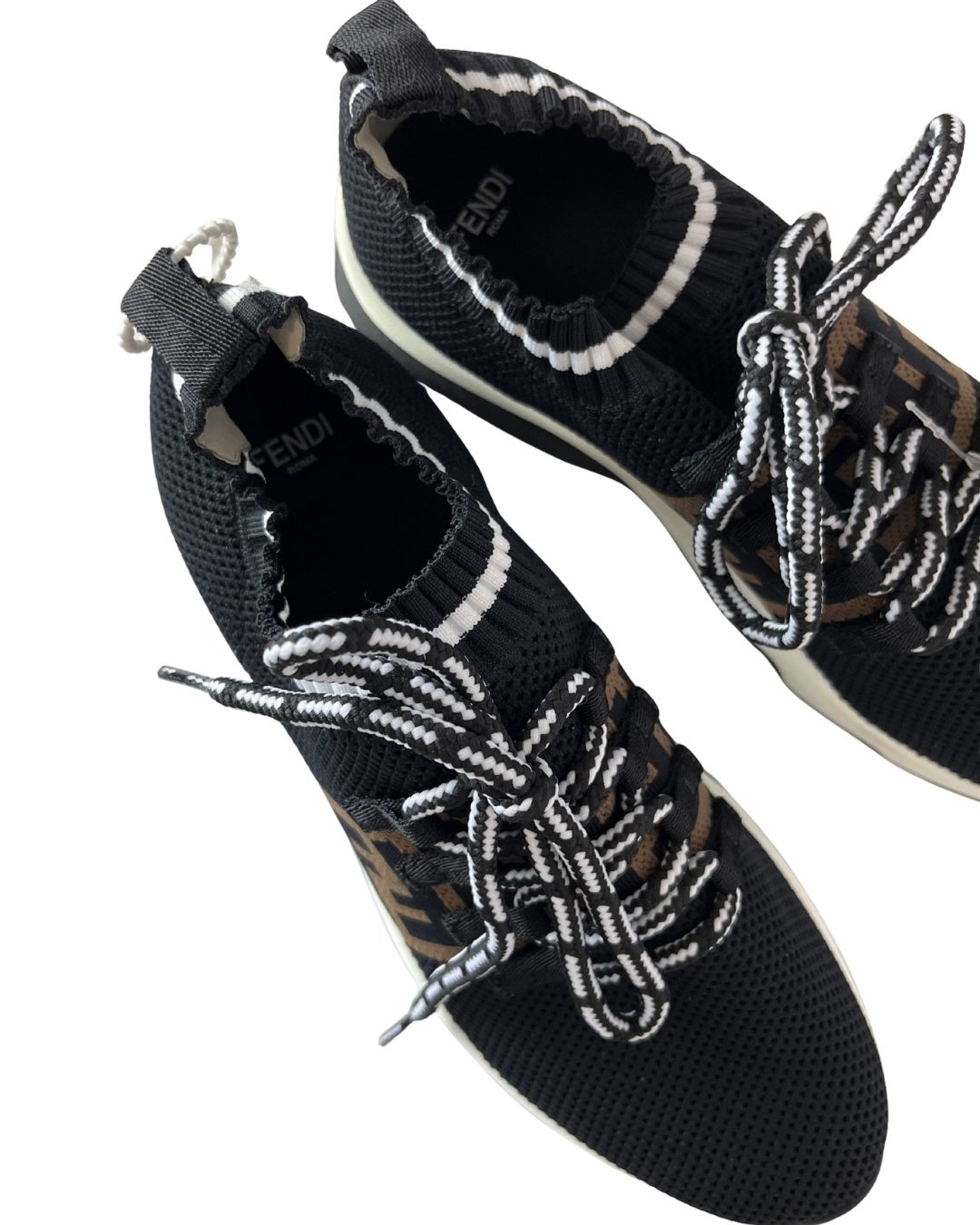 FENDI Zucca FF Logo Printed Black Sneakers (Size 38)