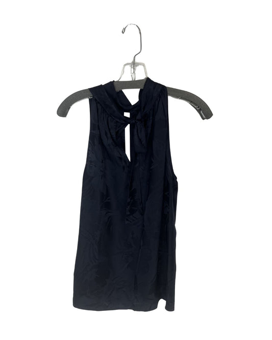 TANYA Navy Blue Silk Floral Halter Top (Size 4)