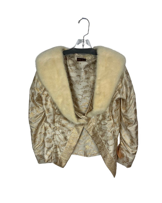 MEIKE LOCK Beige Flower Print Jacket (Size M)