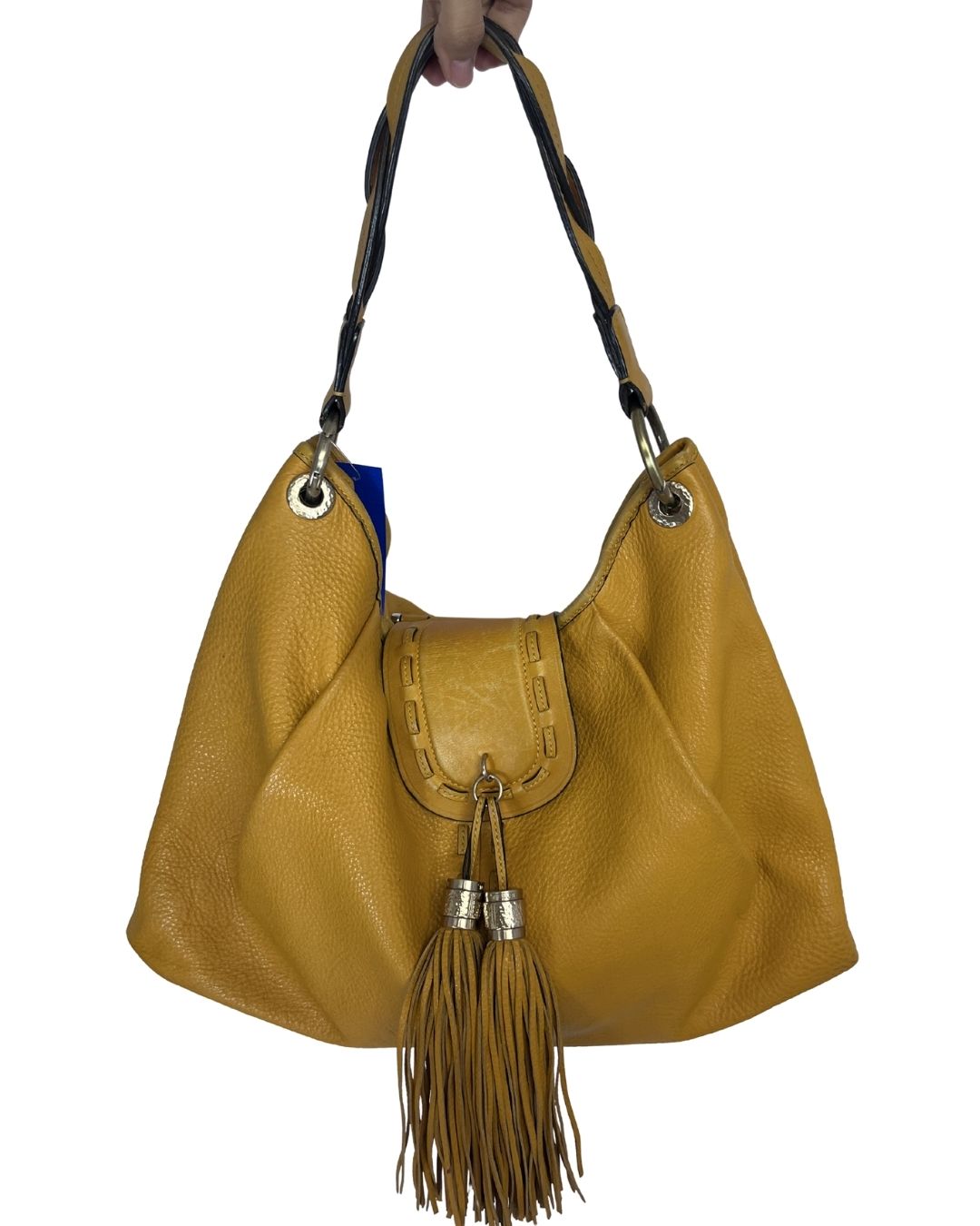 TUMI Mustard Yellow Leather Tote Bag