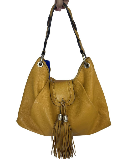 TUMI Mustard Yellow Leather Tote Bag