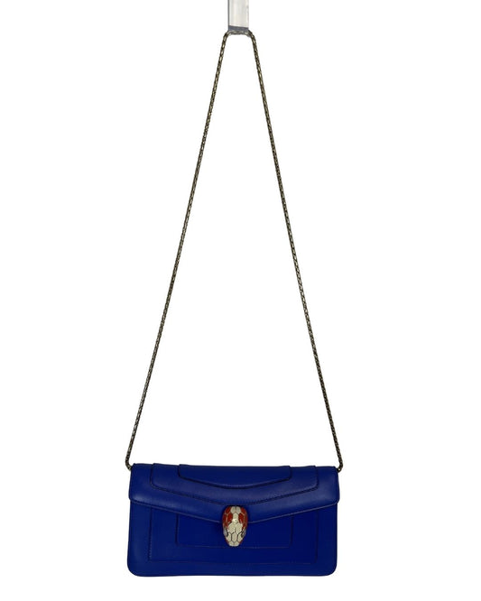 BULGARI Blue Leather Serpenti Crossbody Bag