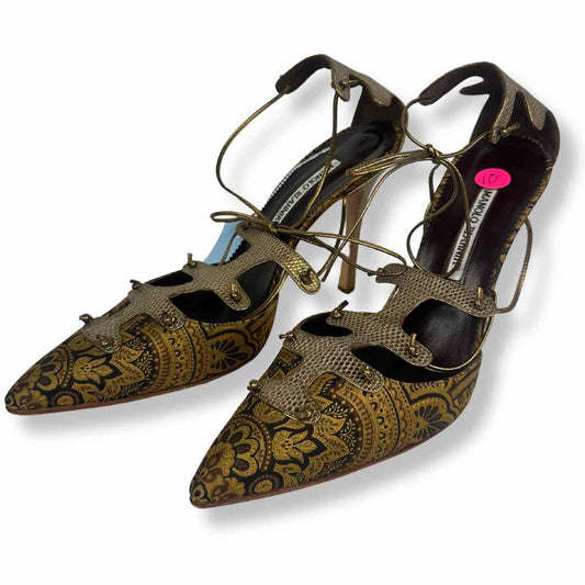 Manolo Blahnik 10 Brown Print Shoes