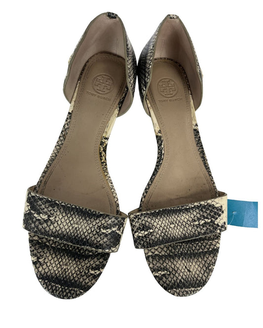 TORY BURCH Savannah Snakeskin Flat Sandals (Size 10)