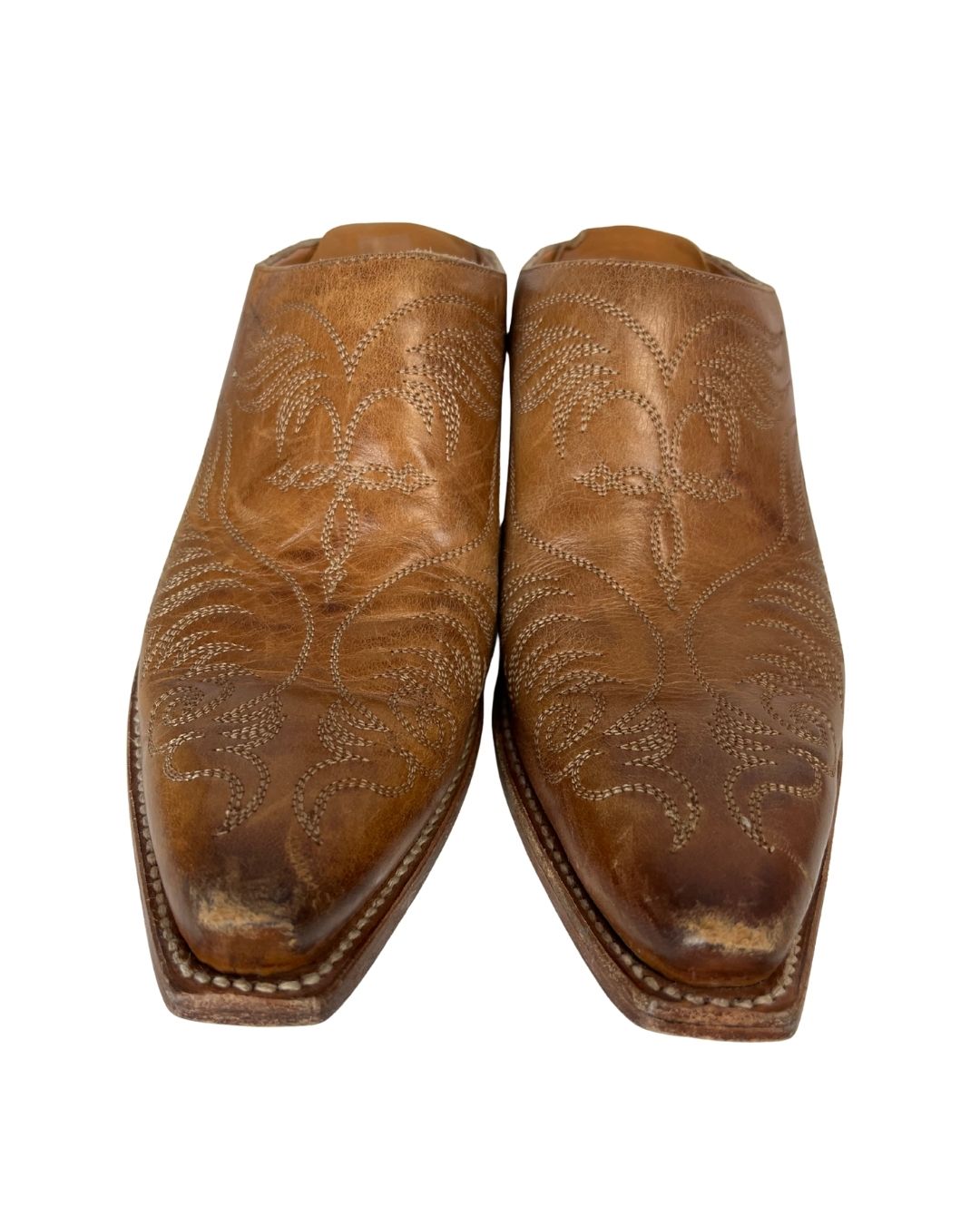 LUCCHESE Charlie 1 Horse Brown Leather Cowboy Mules (Size 8)