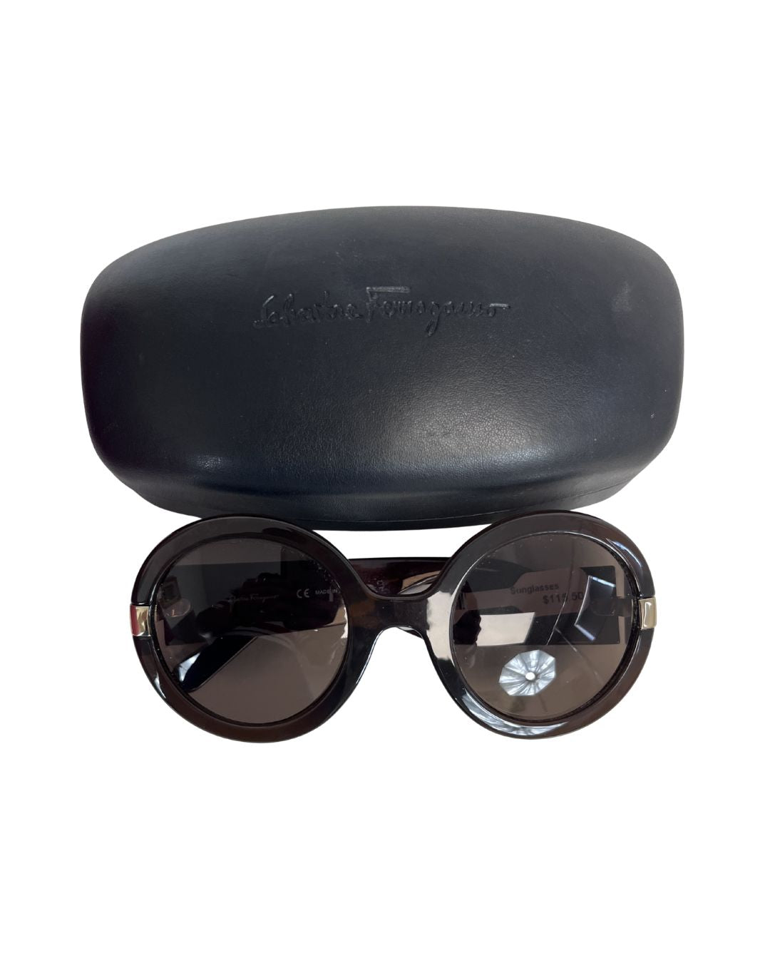 FERRAGAMO SF778S Round Brown Sunglasses