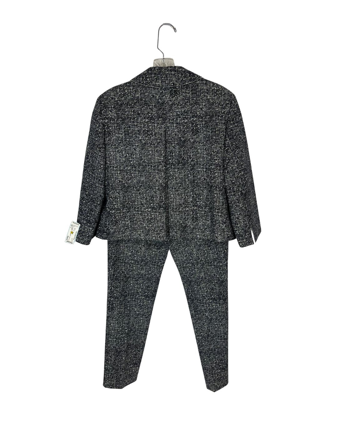 AKRIS Navy Tweed Jacket and Trousers Set (Size 5)