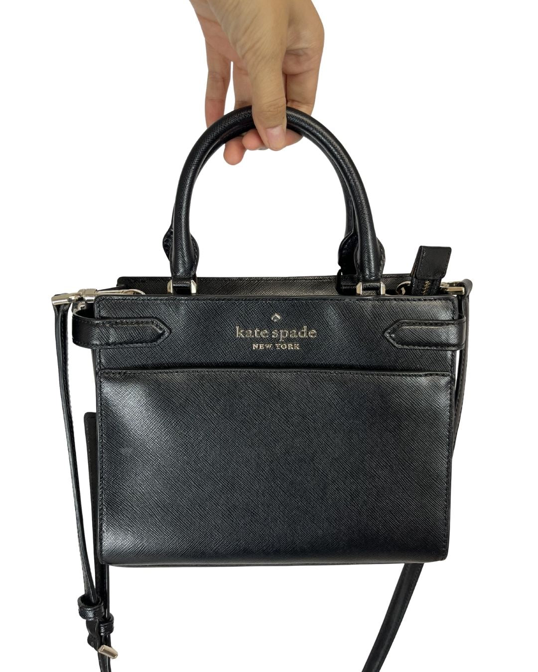 KATE SPADE Staci Black Leather Satchel Handbag