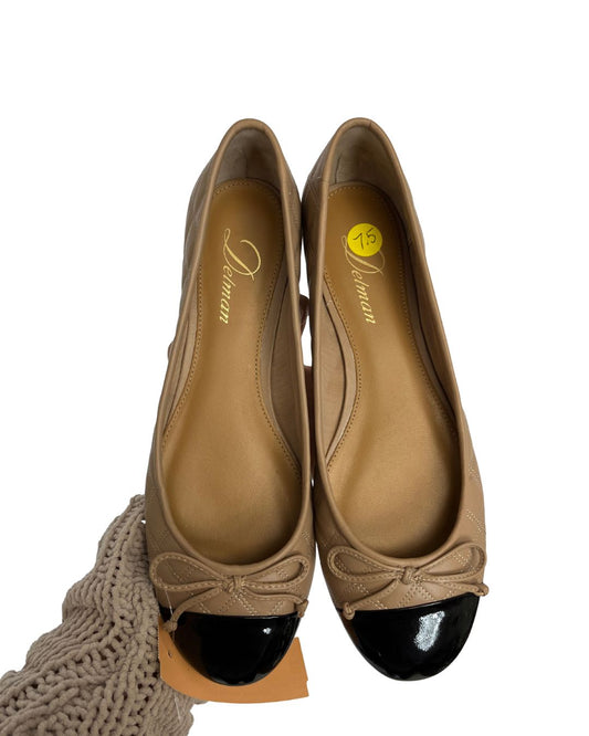 DELMAN Wimbley Tan Quilted Leather Ballet Flats (Size 7.5)