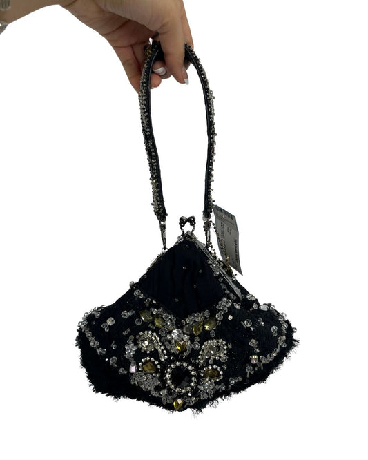 MARY FRANCES Vintage Black Jeweled Crystal Purse