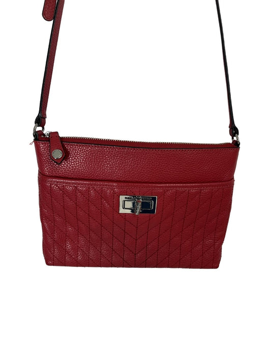 KARL LAGERFELD Red Quilted Leather Crossbody Bag