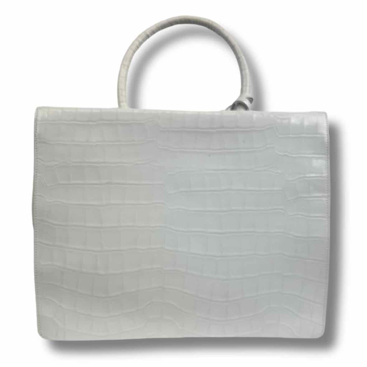 PRADA White Alligator Top Handle Bag