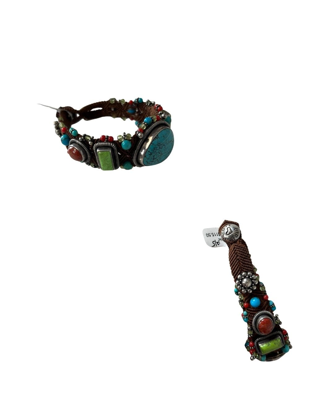 PEYOTE BIRD Woven Leather Turquoise Bracelet