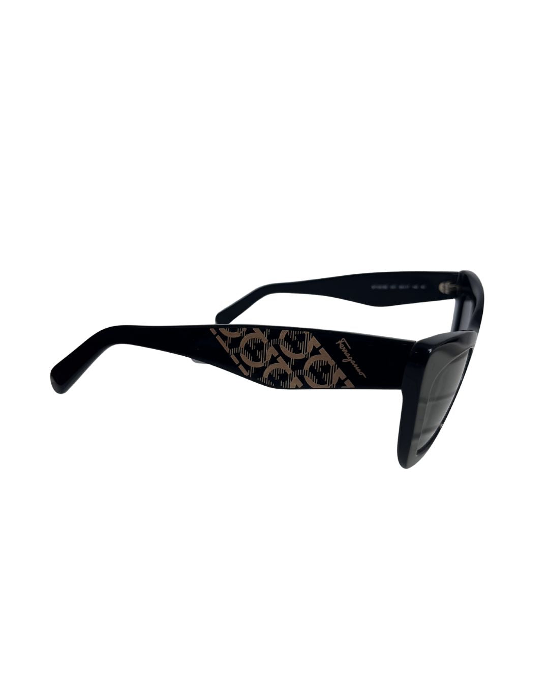 SALVATORE FERRAGAMO Black Rectangle Cat Eye Sunglasses
