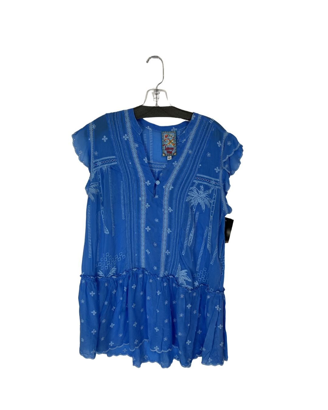 JOHNNY WAS Palm Oriana Blue Top (Size M)