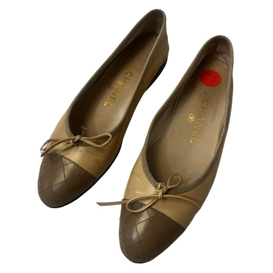 Chanel Classic Two-Tone Quilted Ballet Flats – Tan (Size 7.5, With Box)