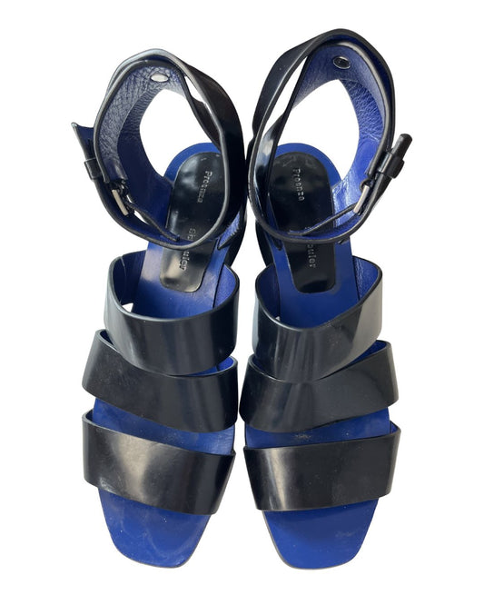 PROENZA SCHOULER Black Patent Leather Sandal Heels (Size 7.5)