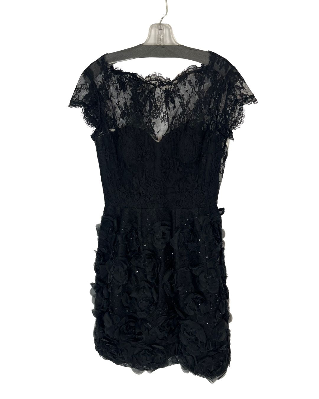 OSCAR DE LA RENTA Black Lace Cocktail Dress (Size 8)