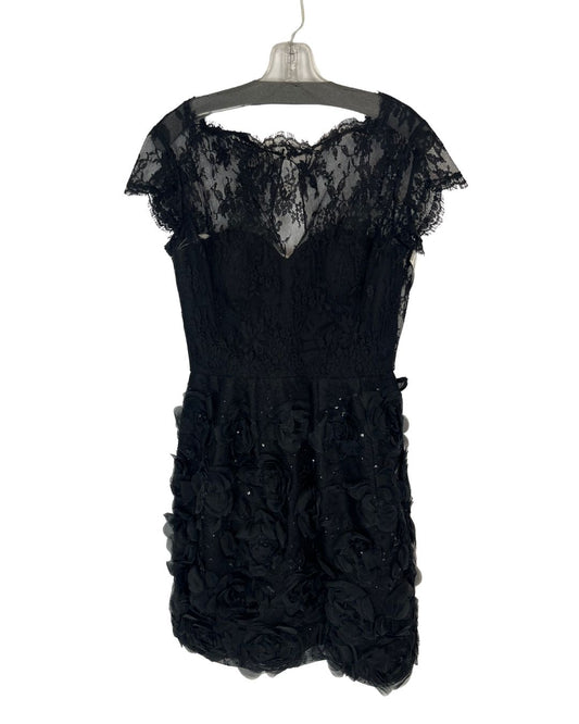 OSCAR DE LA RENTA Black Lace Cocktail Dress (Size 8)