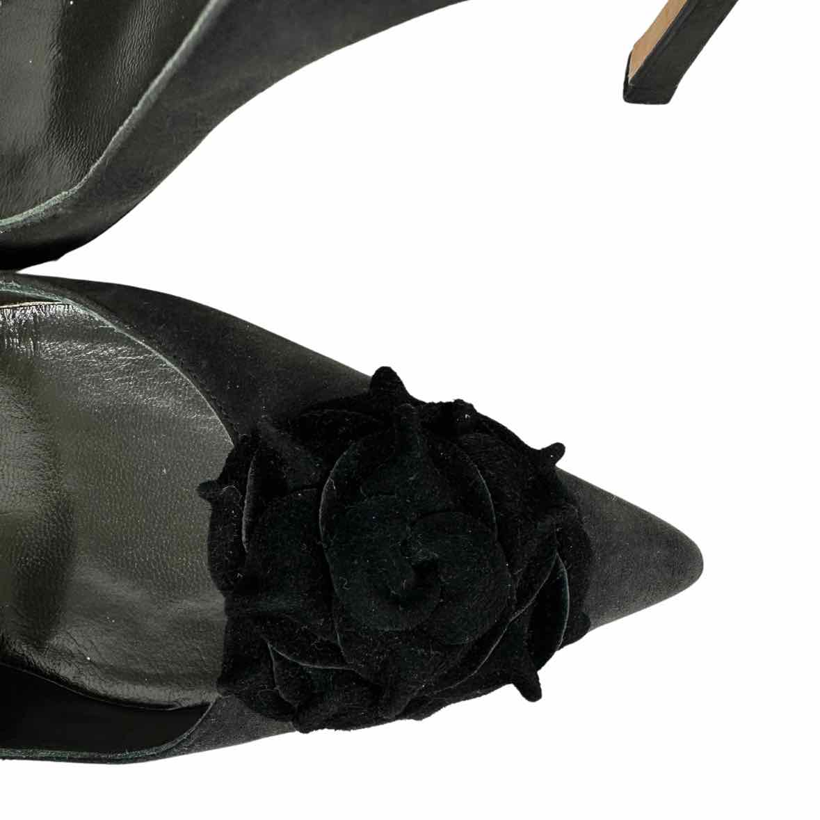 MANOLO BLAHNIK Suede Rose Heels