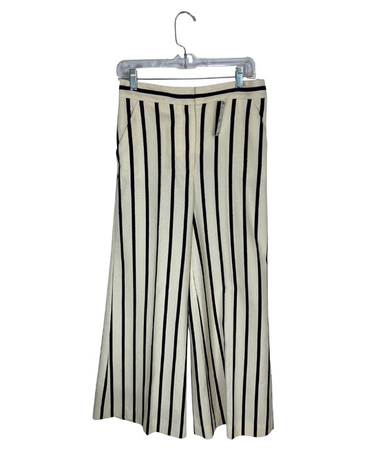 VERONICA BEARD Xena Striped White Wide-Leg Pants (Size 8)