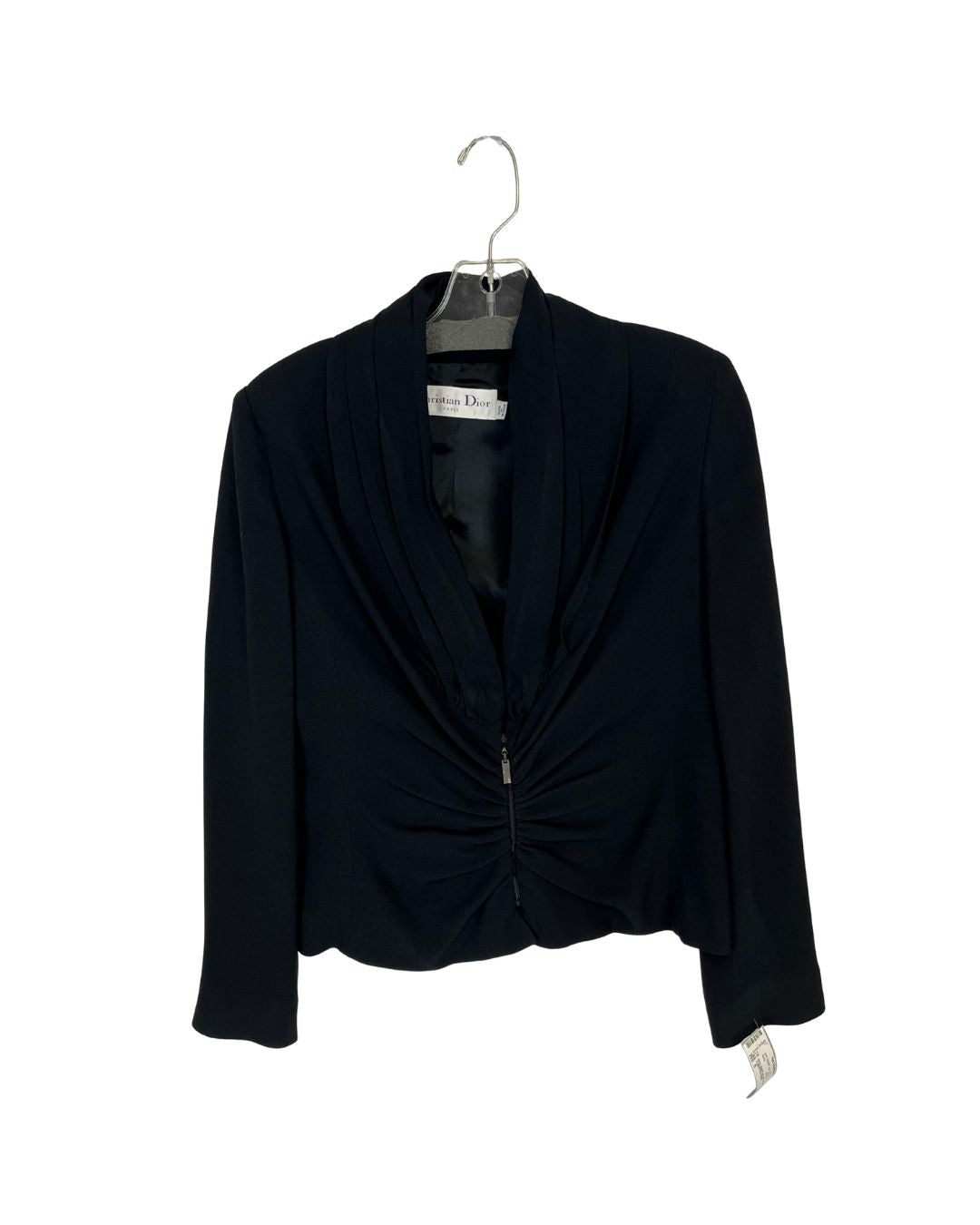 CHRISTIAN DIOR Pleated Black Jacket & Skirt Set (Size S)