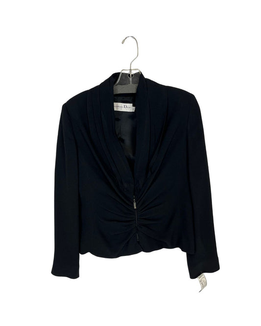 CHRISTIAN DIOR Pleated Black Jacket & Skirt Set (Size S)