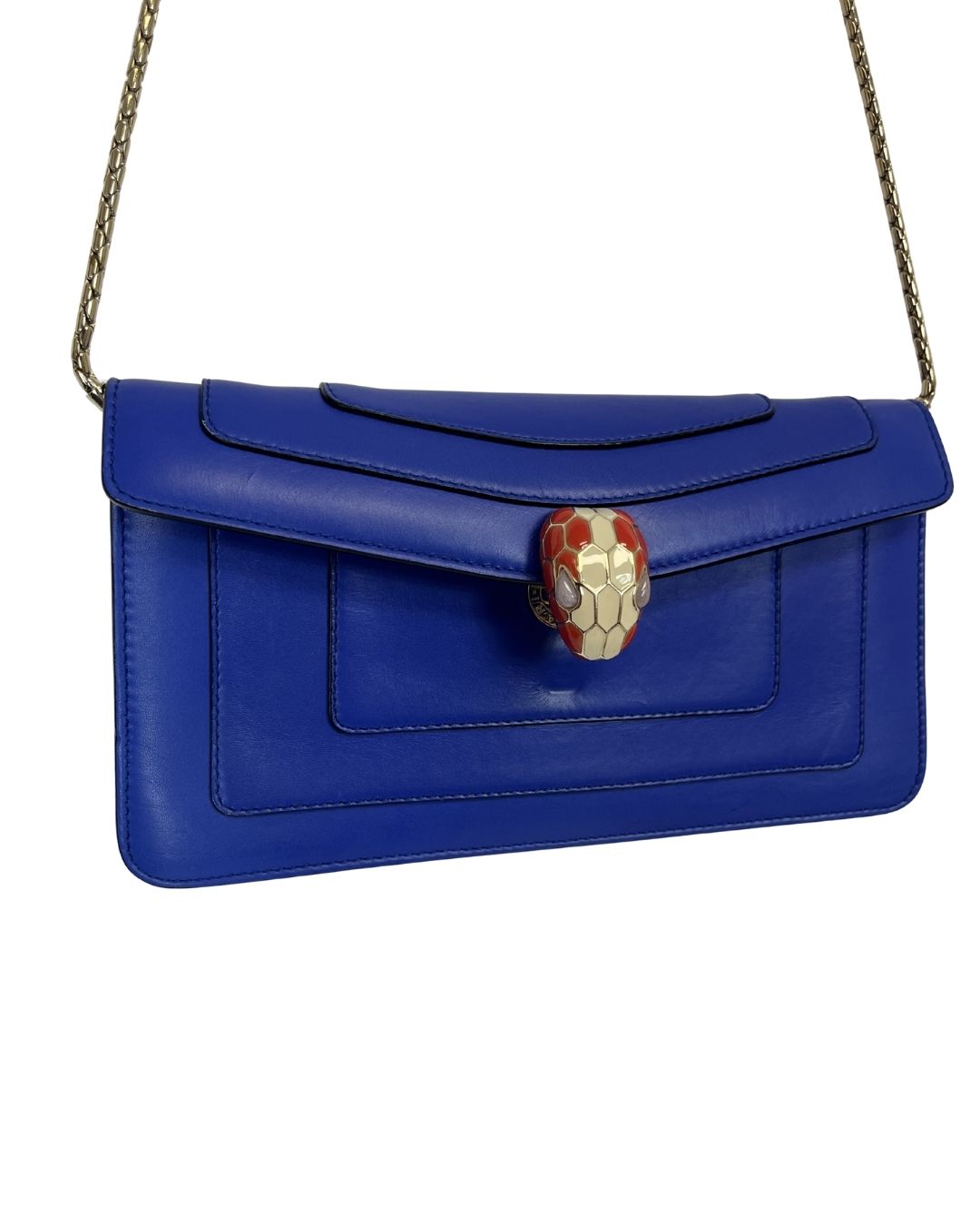 BULGARI Blue Leather Serpenti Crossbody Bag