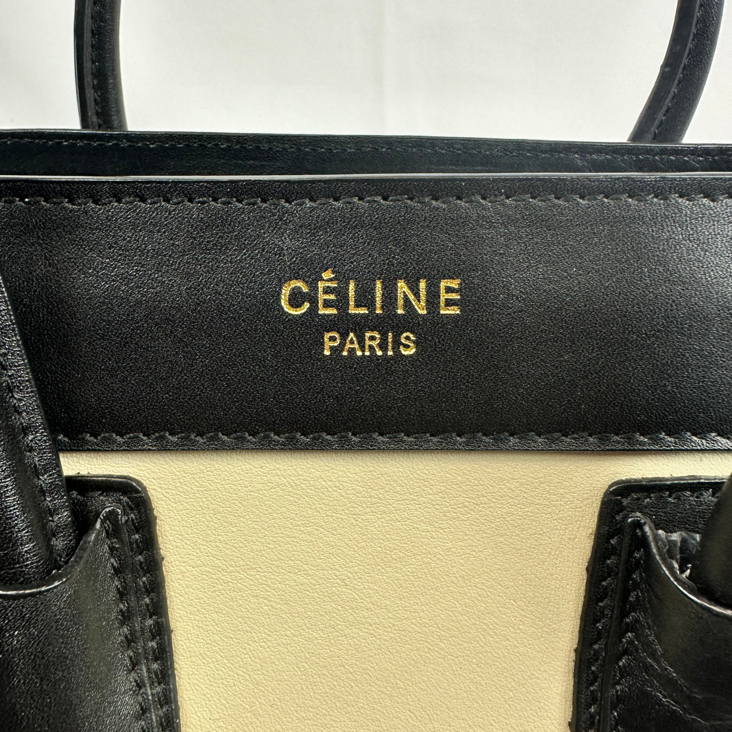 CELINE Black/Cream Micro Luggage Tote