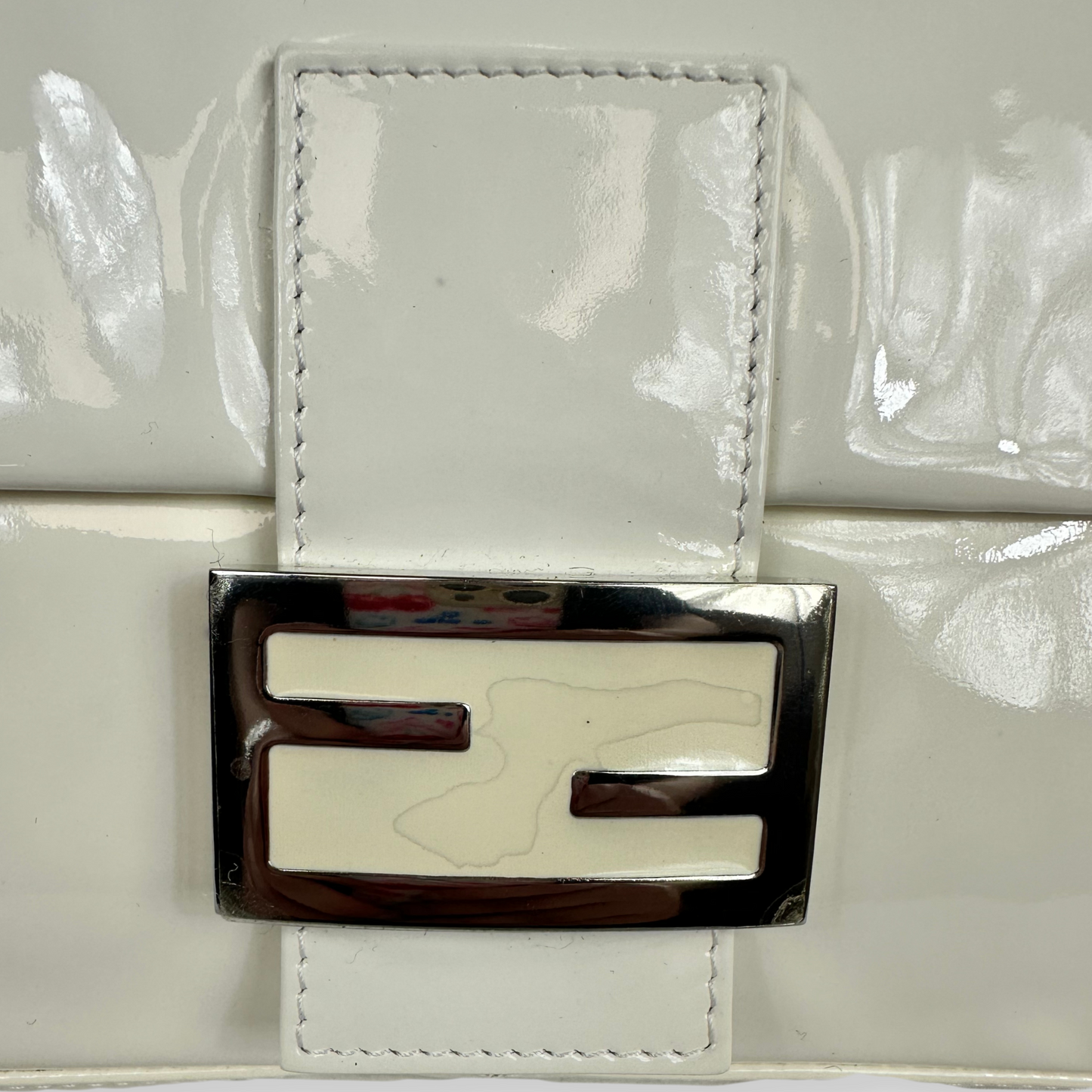 FENDI Ivory Patent Leather Baguette