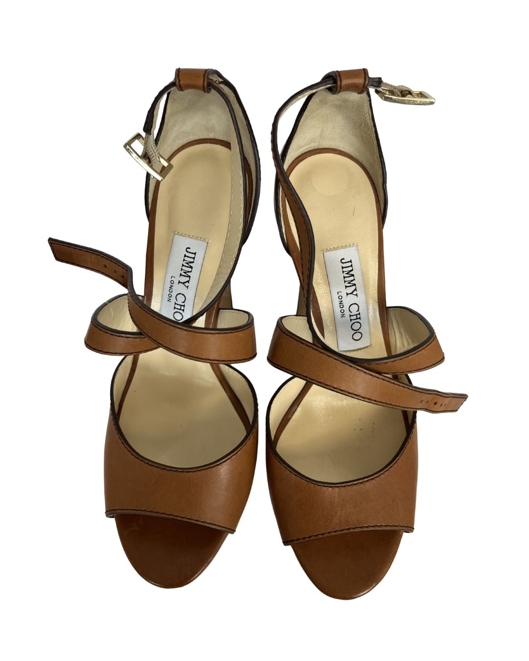 JIMMY CHOO Brown Leather High Pump Heels (Size 36.5)