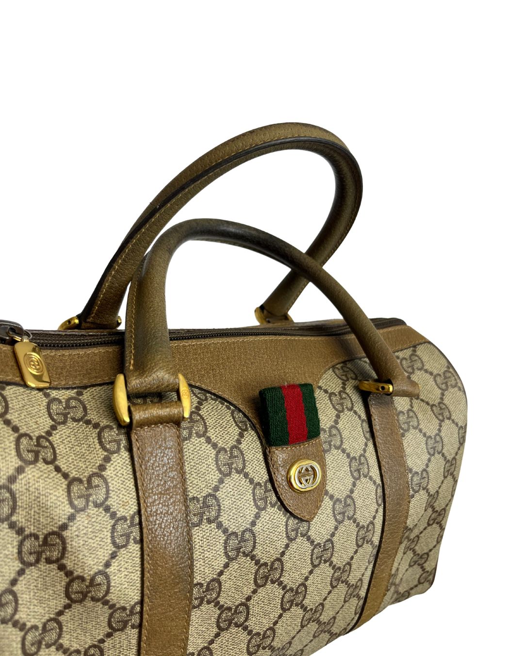 GUCCI Vintage GG Supreme Sherry Line Boston Bag