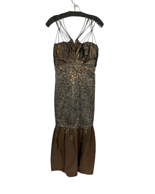 BADGLEY MISCHKA Size 8 Brown Print Gown