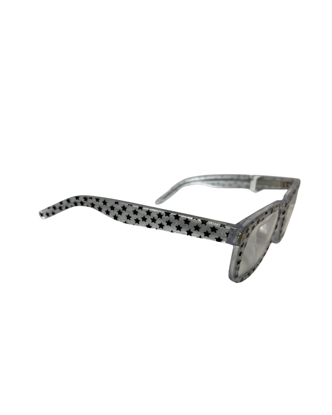 SAINT LAURENT Silver & Black Glitter Reader Eyeglasses