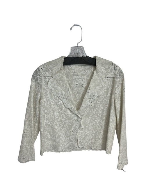 ELIE TAHARI White Lace Skirt & Blazer Suit Set (Size XS)