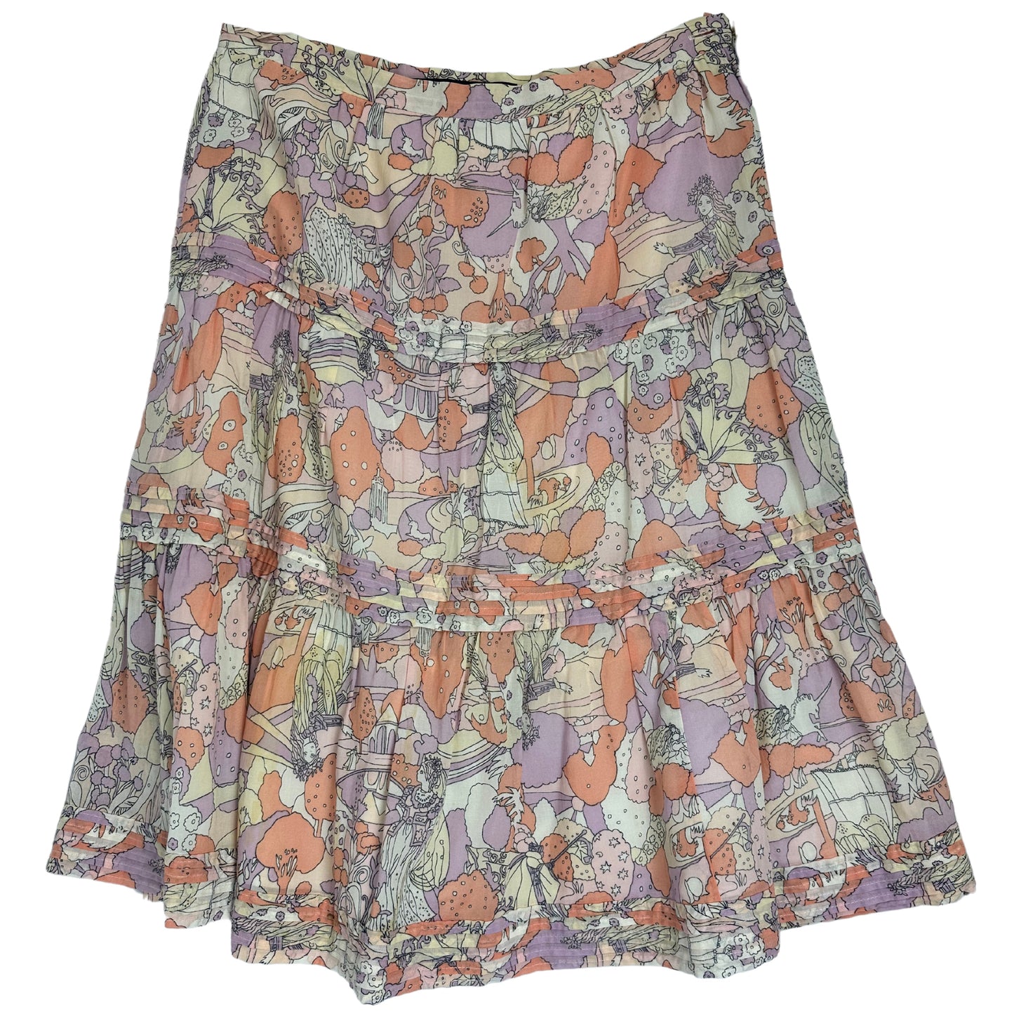 MARC JACOBS Pastel Fairytale Scene Midi Skirt