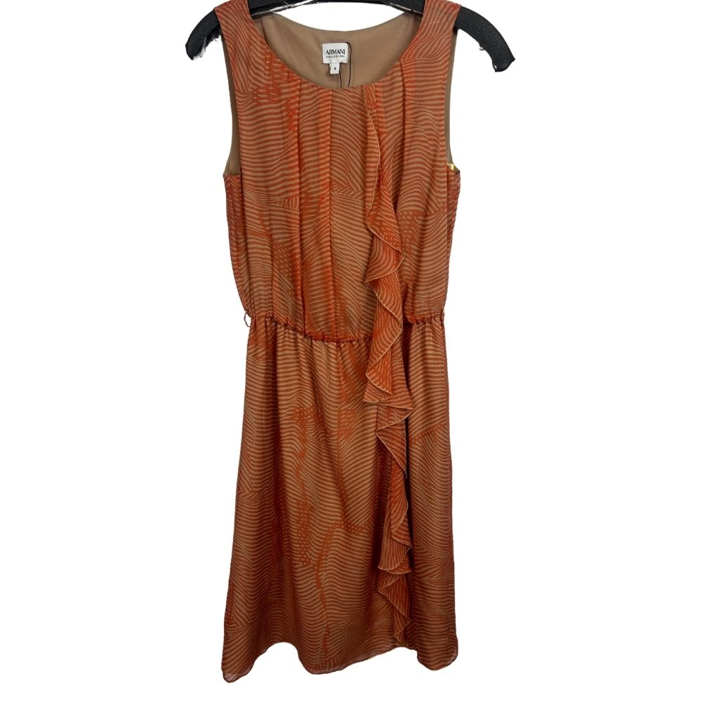 ARMANI Size 2 Peach Print Dress  High Society Resale Boutique
