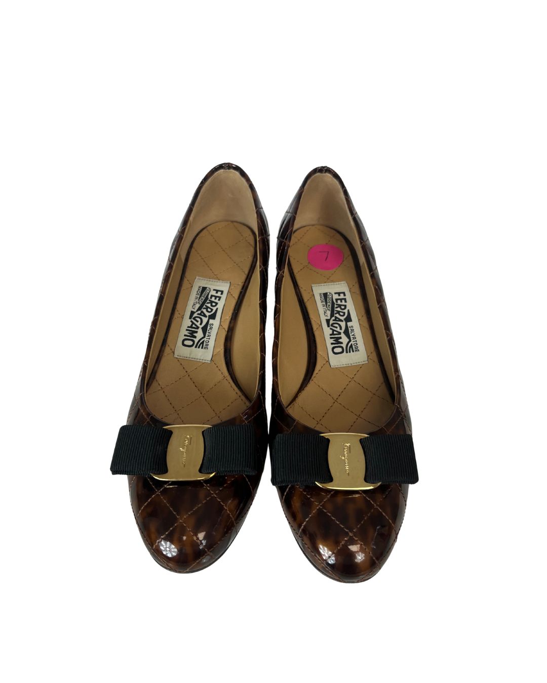 FERRAGAMO Patent Leather Brown Pumps